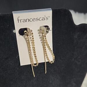 Francesca's Collections Gold Drop Earrings with Sparkling Accents
